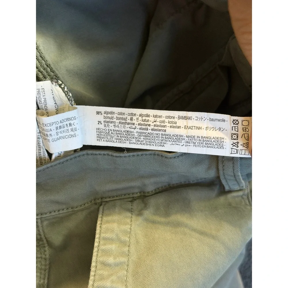 Zara Man Cargo Pants Sage Green Straight Leg Multi Pocket Utility Trousers 32